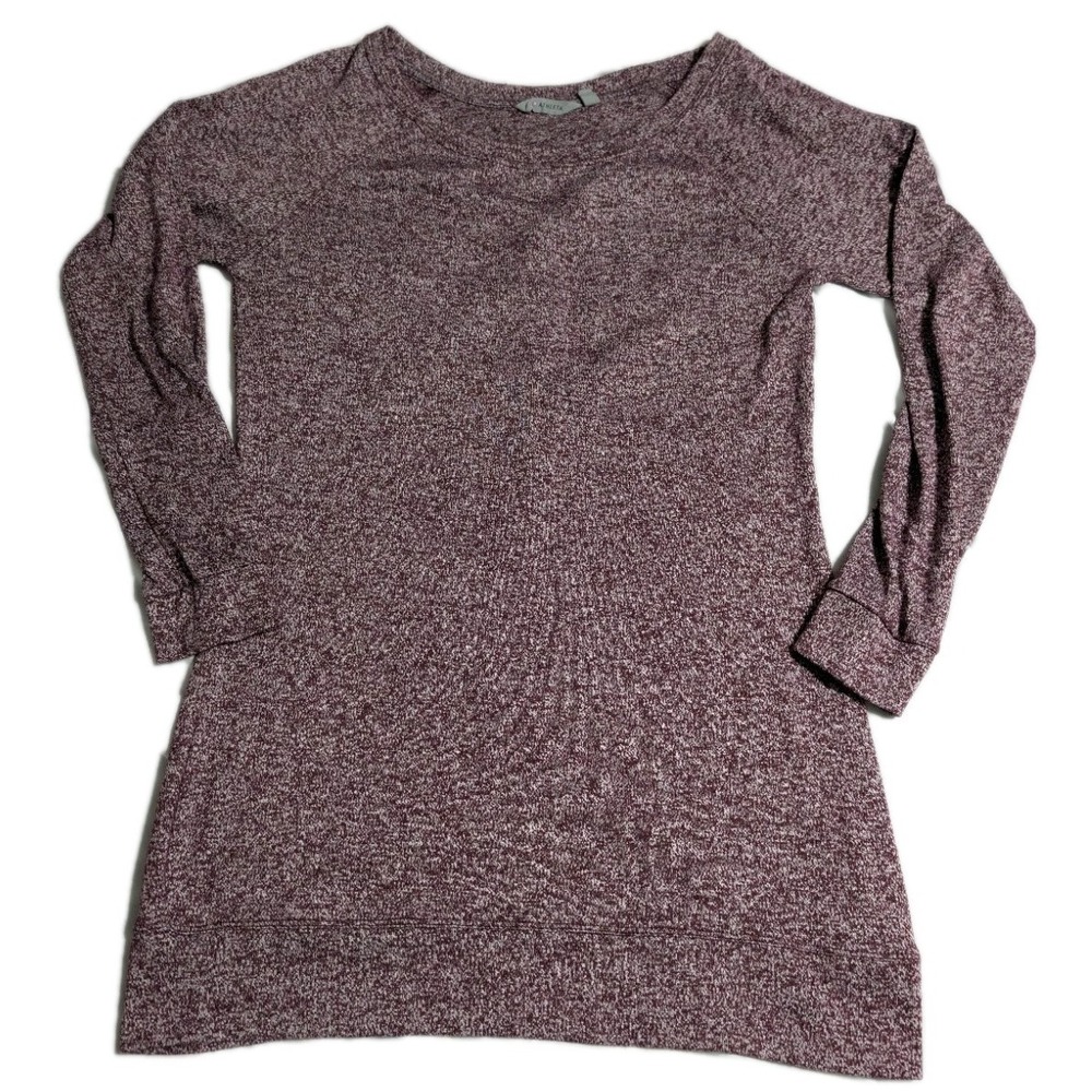 Athleta Womens Medium Marled Burgundy Long Sleeve Knit Dress Tunic